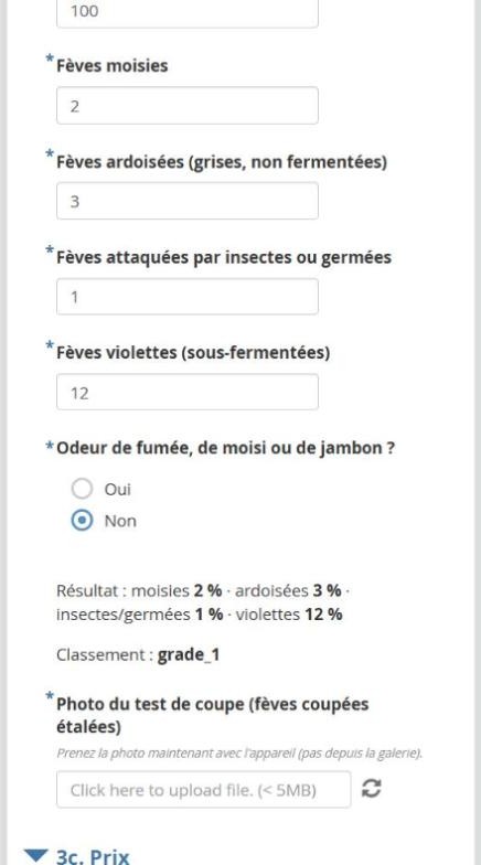 Écran test de coupe